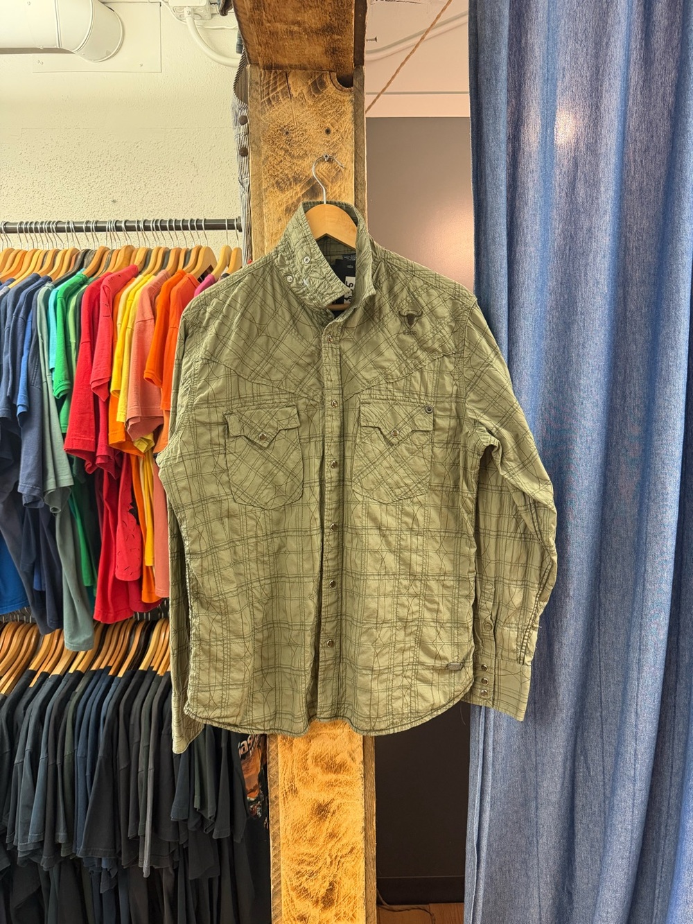 G-star green button up shirt